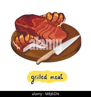 Grillades steak on cutting board Illustration de Vecteur