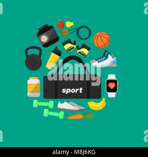 Forme physique et un mode de vie sain banner Illustration de Vecteur