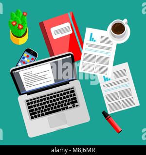 Bureau d'affaires moderne et l'espace de travail Illustration de Vecteur