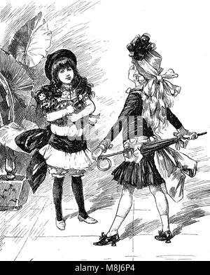 Vintage caricatures et fun : les jeunes filles à la mode qui s'affrontent avec des tenues de fantaisie Banque D'Images