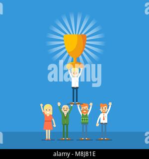Les gens d'affaires avec le trophée gagnant Illustration de Vecteur