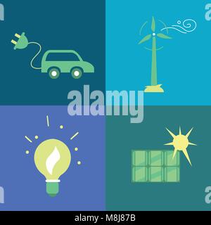 L'énergie verte, l'ensemble des icônes. Eco concept Illustration de Vecteur