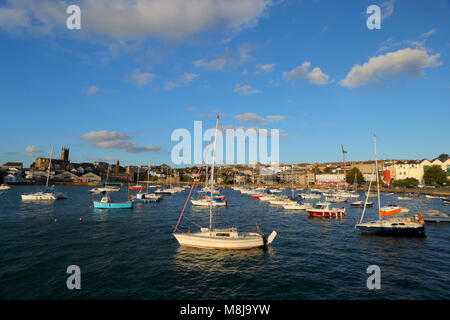 Une image de Penzance Harbour à partir de prises à bord du bateau Scillonian III Banque D'Images