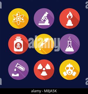 Icônes chimie plate Circle Illustration de Vecteur