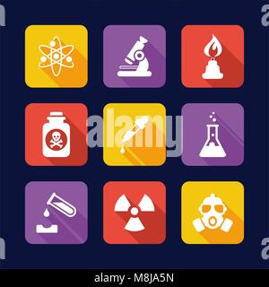 Design plat, icônes de la chimie Illustration de Vecteur