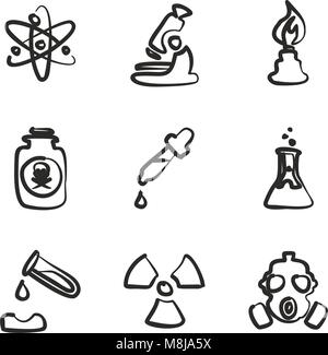 Freehand Icônes Chimie Illustration de Vecteur