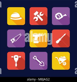 Icônes de la construction plate Illustration de Vecteur