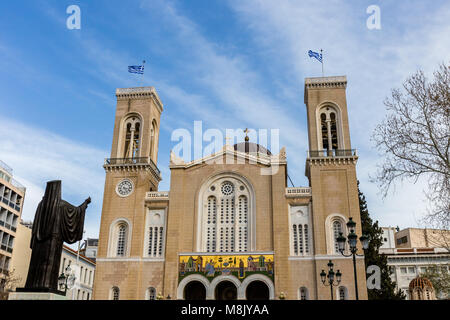 Christian principale cathédrale orthodoxe Métropolitaine de l'ensemble de la Grèce à Athènes Banque D'Images