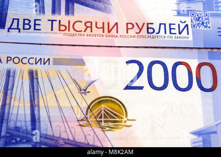 Billet de banque de deux mille roubles. 2000 rub. Les Billets du banque Banque D'Images
