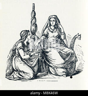 Cette illustration date d'environ 1898 et montre la déesse Frigga, également orthographié Frig. Elle était la plus haute de l'Aesir déesses. Son mari était Odin, le dieu principal. Elle était également la mère de Baldur. Banque D'Images