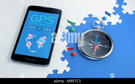 Via une application mobile GPS Banque D'Images