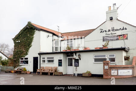 Le Hare and Hounds public house, High Street, Holme-sur-Spalding- Moor, York, Yorkshire, Angleterre, Royaume-Uni. Banque D'Images