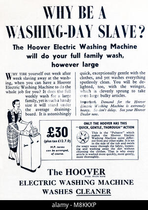 1950 Publicité Publicité Hoover lave-linge. Banque D'Images