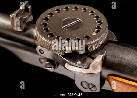 Un pistolet allemand Modèle Junior 5 Haenel carabine à répétition montrant le détail de drum magazine et mécanisme d'armement. England UK GO Banque D'Images