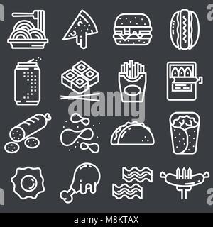 Ensemble d'alimentation Ligne d'icônes. Isolé sur fond gris. Illustration de Vecteur