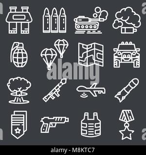 Les icônes de la guerre et militaire Illustration de Vecteur