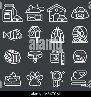 Lignes fines web icon set - animal Illustration de Vecteur