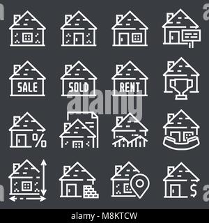 Ligne vectorielle real estate icon set Illustration de Vecteur
