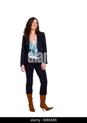 Portrait de jeune femme d'Asie de l'est dans la vingtaine sur un fond neutre Banque D'Images