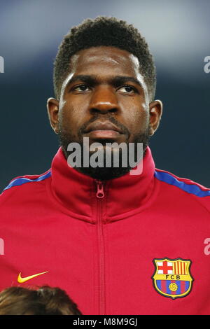 Barcelone, Espagne. 14Th Mar, 2018. Samuel Umtiti (Barcelone) Football/Football : Ligue des Champions Tour de 16 2ème match aller entre le FC Barcelone 3-0 FC Chelsea au Camp Nou à Barcelone, Espagne . Credit : Mutsu Kawamori/AFLO/Alamy Live News Banque D'Images