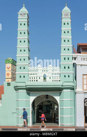 Entrée de Masjid Jamae Chulia (mosquée), North Bridge Road, Chinatown, District de Outram, Secteur Central, l'île de Pulau Ujong (Singapour), Singapour Banque D'Images