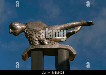 Sculpture 'l' Sireno par Francisco Leiro, Vigo, Pontevedra province, région de la Galice, Espagne, Europe Banque D'Images