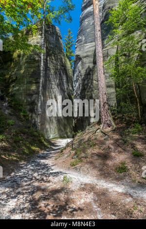 Les roches Adrspach-Teplice, Dolni Adrspach, Hradec Kralove, République Tchèque, Europe Banque D'Images