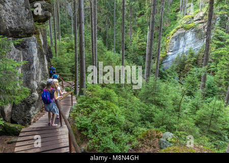 Les roches Adrspach-Teplice, Dolni Adrspach, Hradec Kralove, République Tchèque, Europe Banque D'Images