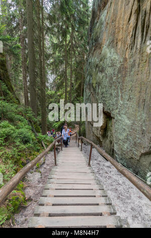 Les roches Adrspach-Teplice, Dolni Adrspach, Hradec Kralove, République Tchèque, Europe Banque D'Images