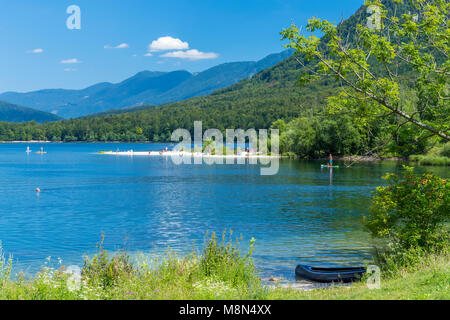 Lac de Bohinj, parc national du Triglav, Ukanc, Haute-Carniole, Slovénie, Europe Banque D'Images