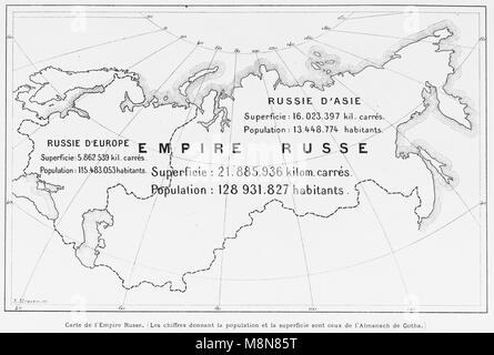 La carte de l'Empire russe en 1900, photo de l'hebdomadaire français journal l'illustration, 27 Octobre 1900 Banque D'Images