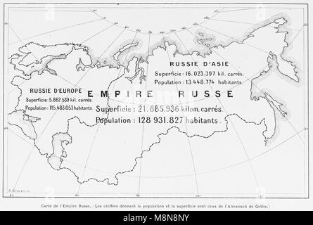 La carte de l'Empire russe en 1900, photo de l'hebdomadaire français journal l'illustration, 27 Octobre 1900 Banque D'Images