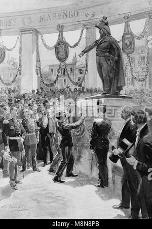 Clermont-Ferrand, Inauguration d'un monument à la mémoire de Louis Charles Antoine Desaix un ancien chef militaire et général français pendant la Révolution française, Photo de l'hebdomadaire français journal l'illustration, le 7 juillet 1900 Banque D'Images