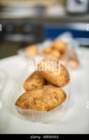 Libre de pommes de terre nouvelles avec focus sélectif dans la cuisine Banque D'Images