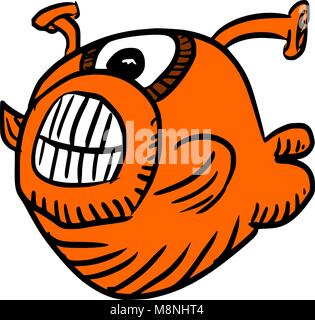 Le poisson. Un cartoon illustration de un poisson orange. Illustration de Vecteur