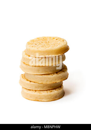 Sex crumpets grillés isolated on white Banque D'Images