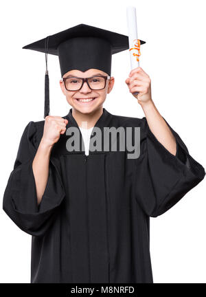 Étudiant diplômé teen boy Banque D'Images