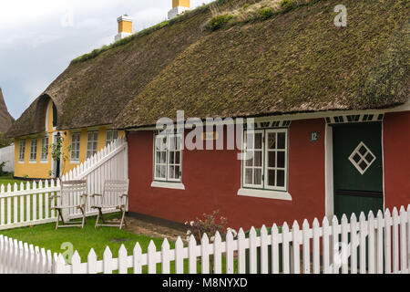 Maison typiquement danois à Soenderho, île d'adresses importantes Tidevand Færgeruter Lufthavne Bil, Jutland, Danemark Banque D'Images