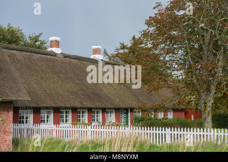 Maison typiquement danois à Soenderho, île d'adresses importantes Tidevand Færgeruter Lufthavne Bil, Jutland, Danemark Banque D'Images