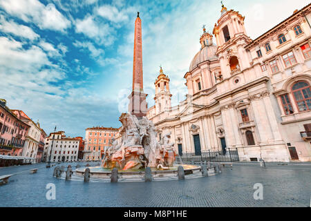 La place Navone le matin, Rome, Italie. Banque D'Images