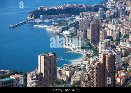 Voir à partir de la Grande Corniche sur la Principauté de Monaco, la Côte d'Azur, french riviera, Europe Banque D'Images