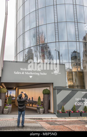 Les appartements de luxe, appartements, de St George au numéro un (1) Blackfriars sur la rive sud de la Tamise par une froide journée de printemps en 2018 à Londres, Banque D'Images