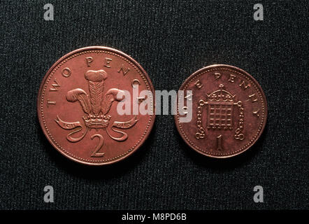 'Britannique' cuivre pièces décimal Banque D'Images