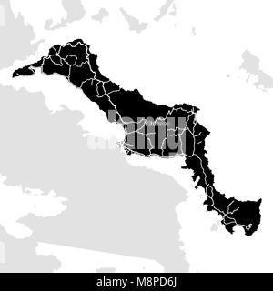 Ile de Eubée, Grèce, carte vectorielle. Principales routes blanches sur fond noir. Illustration de Vecteur