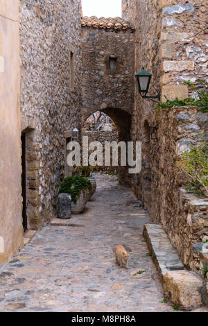 Ruelle en pierre dans la vieille ville de Monemvasia, Grèce Banque D'Images