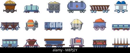 Wagon, cartoon style icon set Illustration de Vecteur