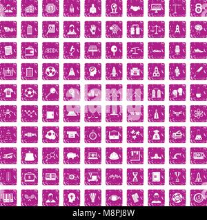 Succès 100 icons set rose grunge Illustration de Vecteur