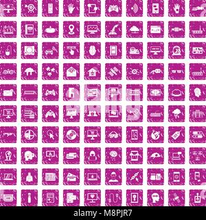 100 icons set rose grunge Illustration de Vecteur