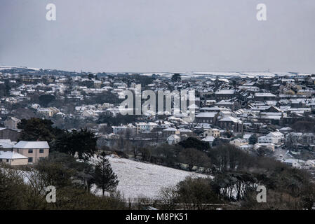 Porthleven, Cornwall. 19 mars, 2018. Helston Cornwall dans la neige 19-03-2018 Crédit : Kathleen White/Alamy Live News Banque D'Images