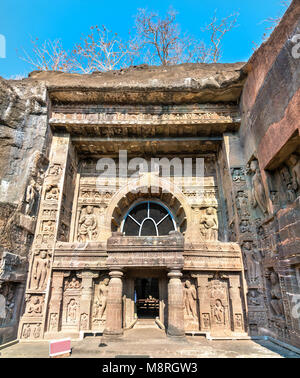 Entrée de Cave 26 à Ajanta. - Maharashtra Inde Banque D'Images